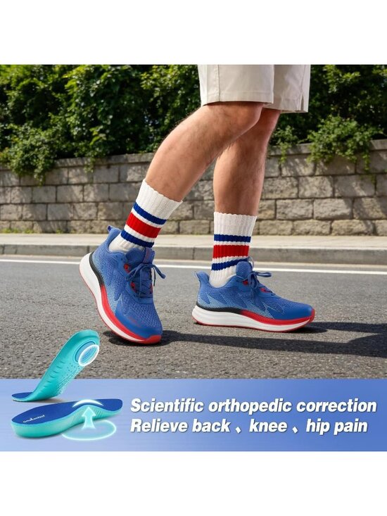 OrthoComfoot Men\'s Blue Red Rubber Sole Comfortable Hiking Athletic Shoes